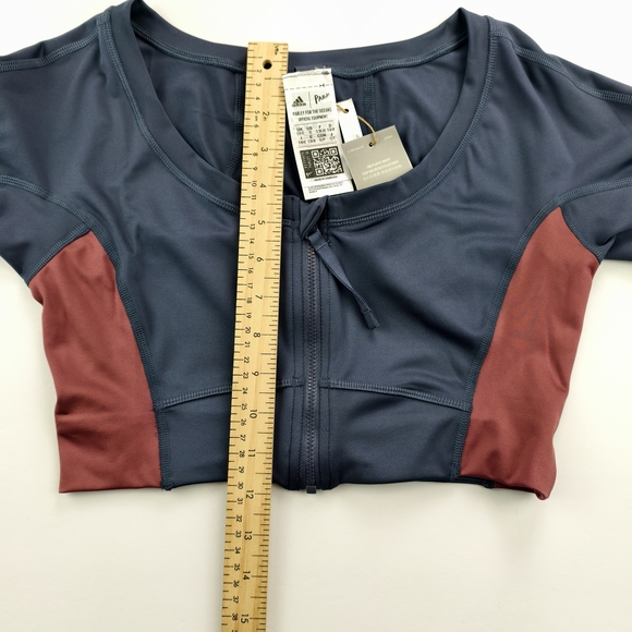 Adidas Yoga Zip Crop Top S NWT Active Parley Eco Training Shirt - Picture 10 of 11